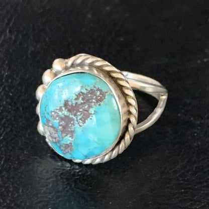 Navajo Blue Kingman Turquoise Ring | Sterling Silver | Sz 9 | Authentic Native American Handmade | 13529