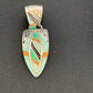 Navajo Spiny White Green Opal Inlay Pendant | Sterling Silver | Authentic Native American Handmade | 12481