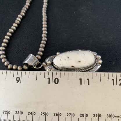 Men's Women's White Buffalo Turquoise Pendant Necklace | Sterling Silver | Authentic Native American Handmade | 14195