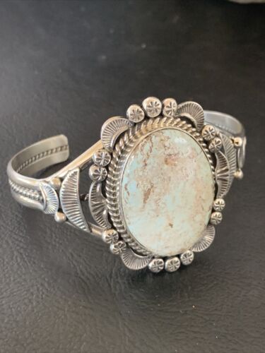 Navajo Dry Creek Turquoise Cuff Bracelet | Sterling Silver | Authentic Native American Handmade | 2118