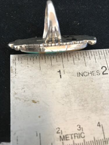Navajo Blue Turquoise Ring | Sterling Silver | Sz 6.5 | Authentic Native American Handmade | Yazzie | 3530