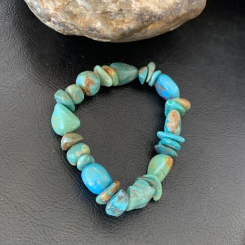 Men's Women's Stretch Bracelet | Blue Green Turquoise Stone | 7" | 11828