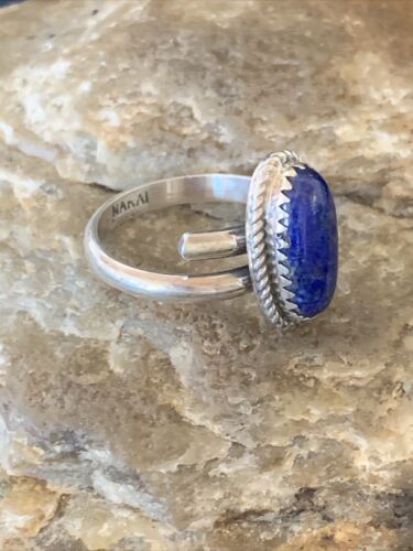 Women's Adjustable Navajo Lapis Lazuli Ring | Sterling Silver | Sz 6.5 | Authentic Native American Handmade | 12449