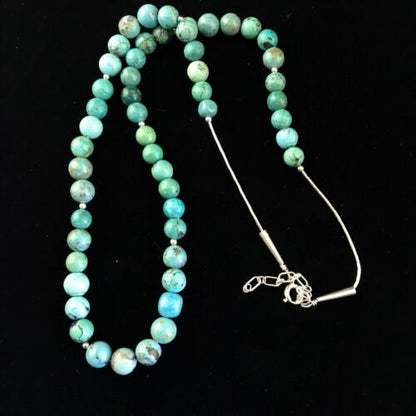 Southwestern Heishi Blue Turquoise Bead Necklace | Sterling Silver | 20" | 10019