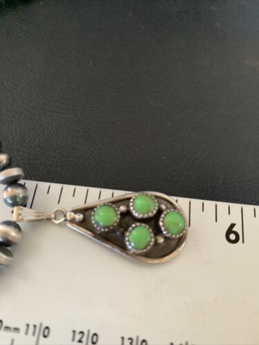 Navajo Green Gaspeite Turquoise Pendant | Authentic Native American Sterling Silver | Multi-Stone | 12265