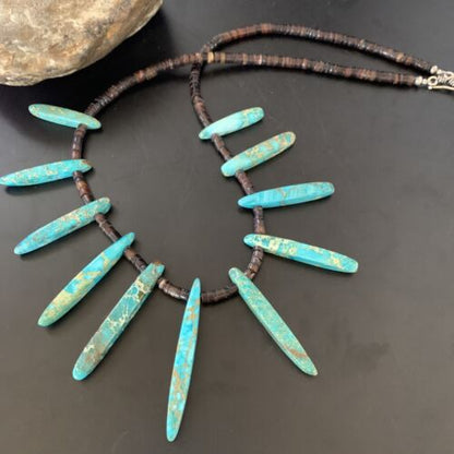 Navajo Blue Jasper Choker Necklace | Sterling Silver Shell Beads | 20" | Authentic Native American Handmade | 11461