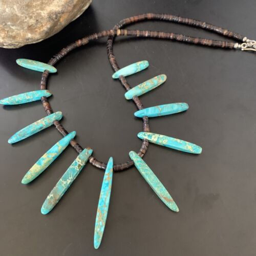 Navajo Blue Jasper Choker Necklace | Sterling Silver Shell Bead | 20" | Authentic Native American Handmade | 11463