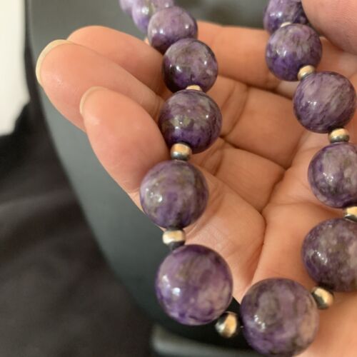 Navajo Purple Charoite Necklace | Sterling Silver | 20" | Authentic Native American Handmade | 11961