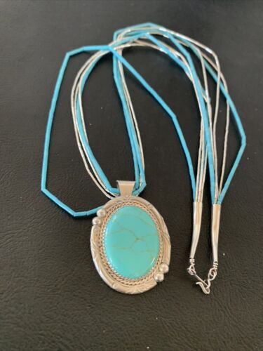 Navajo Green Turquoise Liquid Heishi Necklace | Sterling Silver | 5 Strand | Authentic Native American | 02050