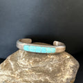 Men's Blue Sleeping Beauty Turquoise Inlay Bracelet | Sterling Silver | Authentic Native American Handmade | 14530