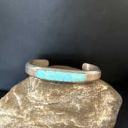 Men's Blue Sleeping Beauty Turquoise Inlay Bracelet | Sterling Silver | Authentic Native American Handmade | 14530