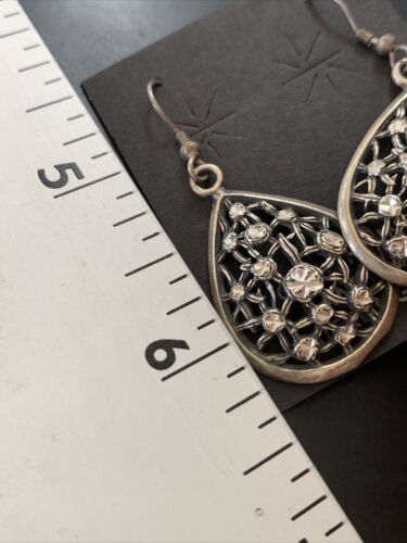 Old Pawn Southwestern Sterling Silver Dangle Earrings | Diamond Cut | 1" | 12987