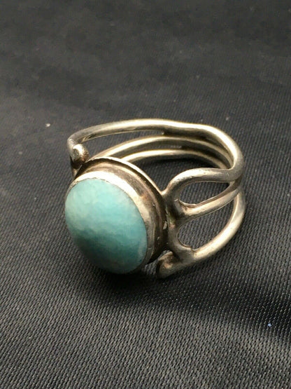 Navajo Handmade Sterling Silver Blue Turquoise Ring | Sz 6.25 | Native American | 4458