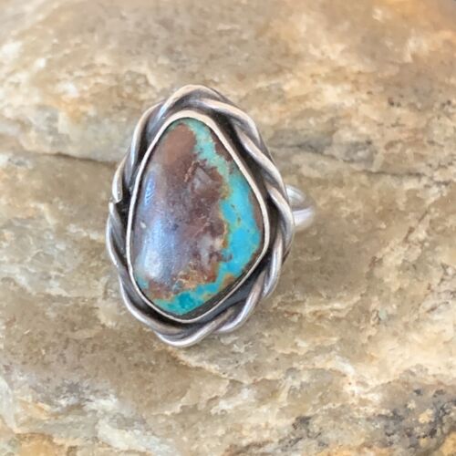 Navajo Blue Turquoise Ring | Sterling Silver | Sz 5 | Authentic Native American Handmade | 10361