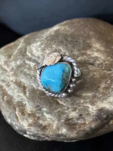Navajo Blue Kingman Turquoise Ring | Sterling Silver | Sz 5 | Authentic Native American Handmade | 14701