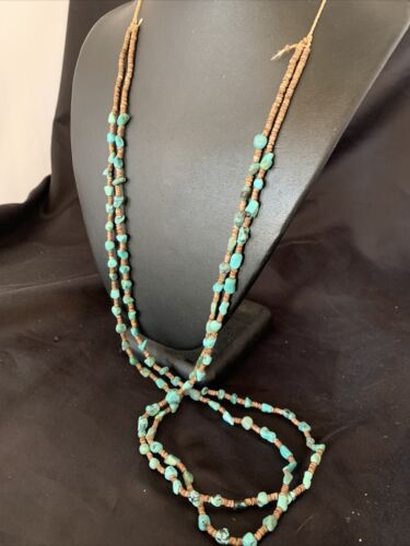 Native American Santo Domingo Shell Nugget Turquoise Necklace | 34" | 12001