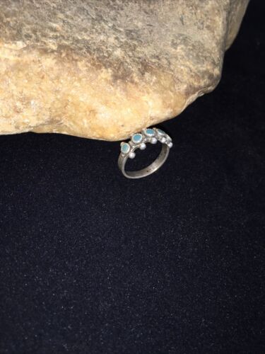 Navajo Women's Blue Turquoise Ring | Sterling Silver | Sz 6.25 | Authentic Native American Handmade | 01785