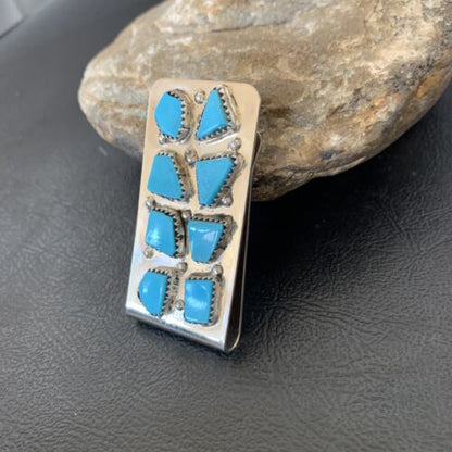 Navajo Handmade Turquoise Money Clip | Sterling Silver | Authentic Native American | 11594