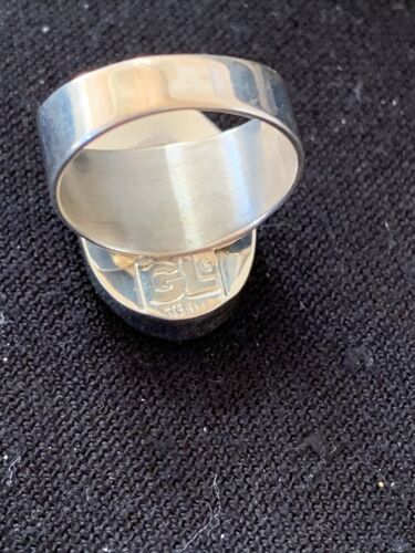 Southwestern Navajo White Black Cinnabrite Ring | Sterling Silver | Sz 7 | 1564