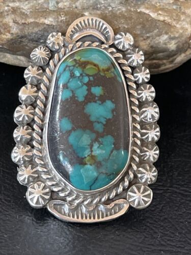 Navajo Blue Spiderweb Turquoise Ring | Sterling Silver | Sz 6.5 | Authentic Native American Handmade | 10511