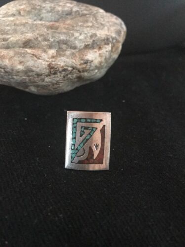 Navajo Kingman Turquoise Coral Ring | Sterling Silver | Sz 4 | Authentic Native American Handmade | 3628