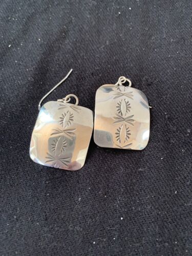 Native American Navajo Sterling Silver Stamped Earrings | Authentic Handmade | 4835