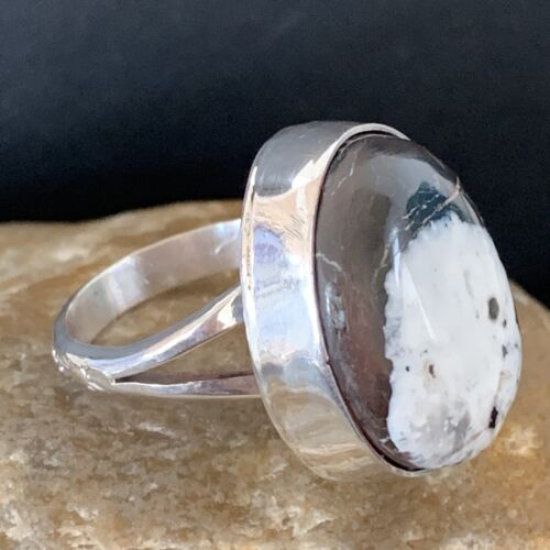 Native American Men's Navajo White Buffalo Turquoise Ring | Sterling Silver | Sz 8 | 1824