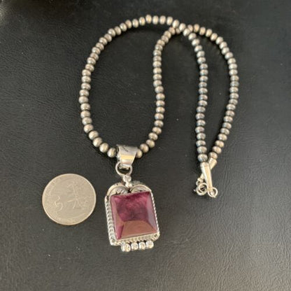 Navajo Purple Spiny Necklace Pendant | Sterling Silver | Authentic Native American Handmade | 13625