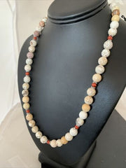 Navajo Turquoise Wild Horse Coral Necklace | Sterling Silver Naja | Authentic Native American Handmade | 20" | 964