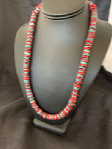 Navajo Men's Heishi Turquoise Coral Necklace | Sterling Silver | 20" | Authentic Native American Handmade | 11773