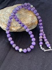Navajo Purple | Sugilite Bead | Necklace | Sterling Silver | Authentic Native American Handmade | 21" | 4572