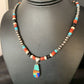 Navajo Blue Turquoise Inlay Pendant Necklace | Sterling Silver | Authentic Native American Handmade | 13865