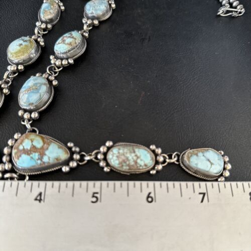 Navajo Golden Hills Turquoise Lariat Necklace | Sterling Silver | Authentic Native American Handmade | 14407