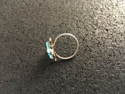 Zuni Blue Turquoise Needle Point Ring | Authentic Native American Sterling Silver | Multi-Stone | Sz 6 | 8776