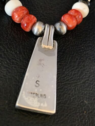 Navajo Multi-Color Turquoise Onyx Inlay Pendant Necklace | Sterling Silver | 13798