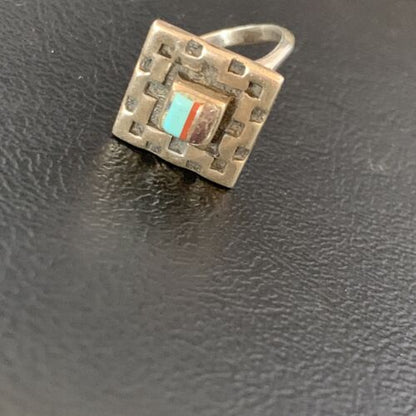 Navajo Blue Turquoise Sugilite Inlay Ring | Sz 5.5 | Sterling Silver | Authentic Native American Handmade | 13145 - Masha USA