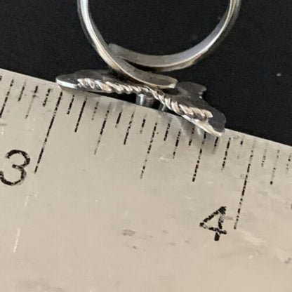 Navajo Red Spiny Oyster Butterfly Ring | Sterling Silver | Adj Sz 8 | Authentic Native American Handmade | 10342