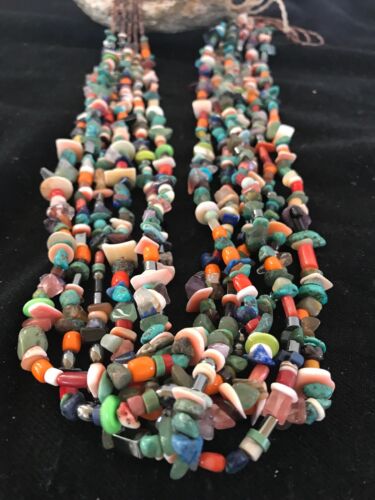 Native American Santo Domingo Multi-Stone Bead Necklace | 36" | 1254