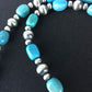Authentic Native American | Navajo Sterling Silver Turquoise Necklace | Blue Green | 18" | 384