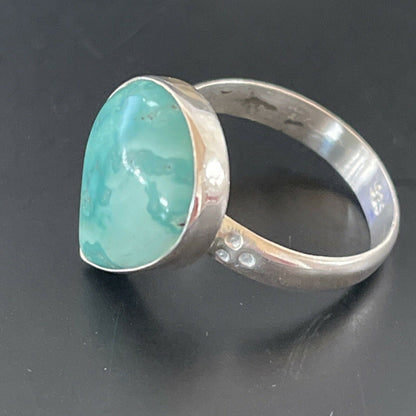 Navajo Sterling Silver Natural Blue Turquoise Ring | Sz 9 | Authentic Native American Handmade | 11436 - Masha USA