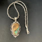 Men's Navajo Green Boulder Turquoise Pendant Necklace | Sterling Silver | Authentic Native American Handmade | 13660