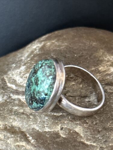 Native American Old Pawn Blue Turquoise Ring | Sterling Silver | Sz 8.5 | 14268