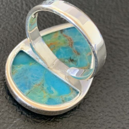 Navajo Blue Kingman Turquoise Ring | Sterling Silver | Sz 8 | Authentic Native American Handmade | 12791