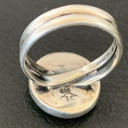 Navajo Green Gaspeite Inlay Ring | Sterling Silver | Sz 8 | Authentic Native American Handmade | 12465