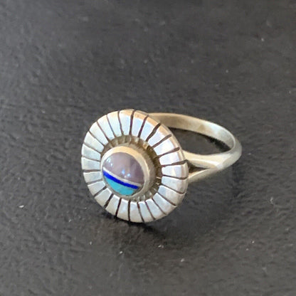 Navajo Blue Turquoise Sugilite Inlay Ring | Sz 6.5 | Sterling Silver | Authentic Native American Handmade | 11192