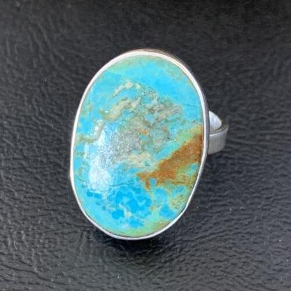 Navajo Blue Kingman Turquoise Ring | Sterling Silver | Sz 8 | Authentic Native American Handmade | 12795