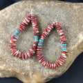 Southwestern Turquoise Spiny Oyster Earrings | Sterling Silver | 2.25" | 1967
