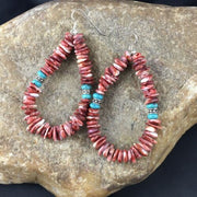 Southwestern Turquoise Spiny Oyster Earrings | Sterling Silver | 2.25" | 1967