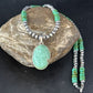 Navajo Green Turquoise Pendant Necklace | Sterling Silver | 21" | Authentic Native American Handmade | 14471