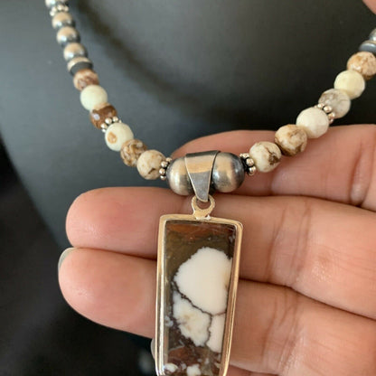 Navajo Wild Horse Turquoise Necklace Pendant | Sterling Silver | Authentic Native American Handmade | 11372